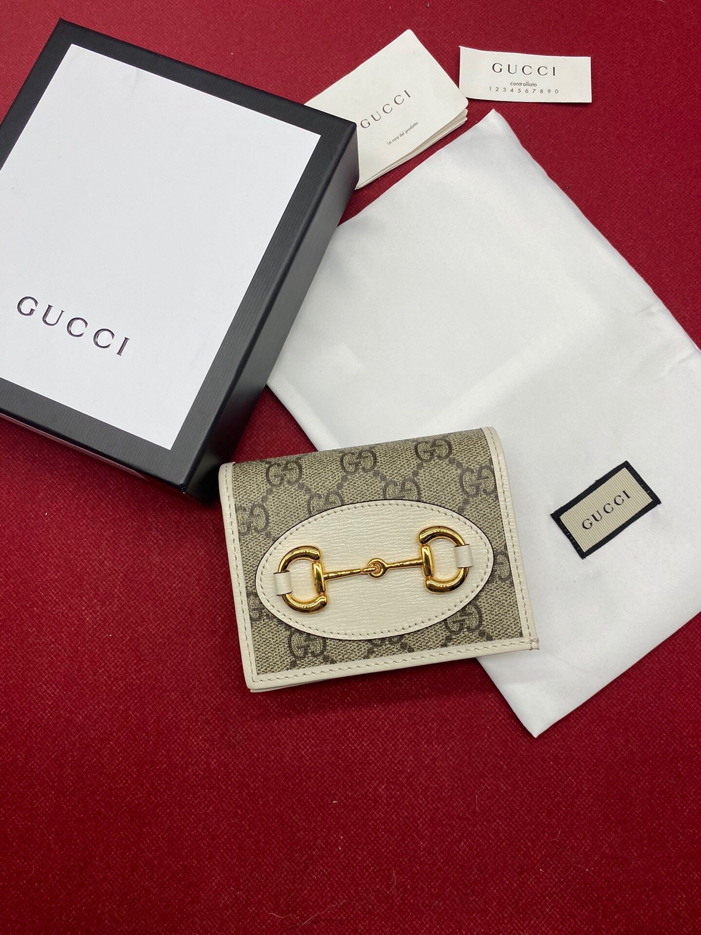 Gucci Horsebit 1955 Beige Card Case 11cm
