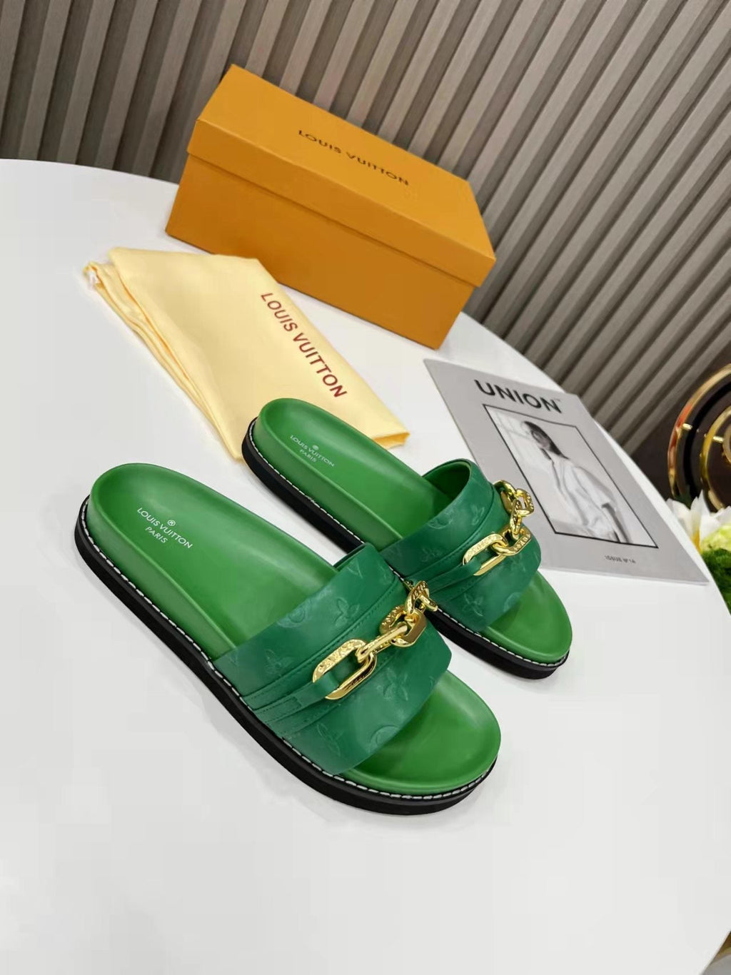 Louis Vuitton Unset Flat Comfort Mule Green
