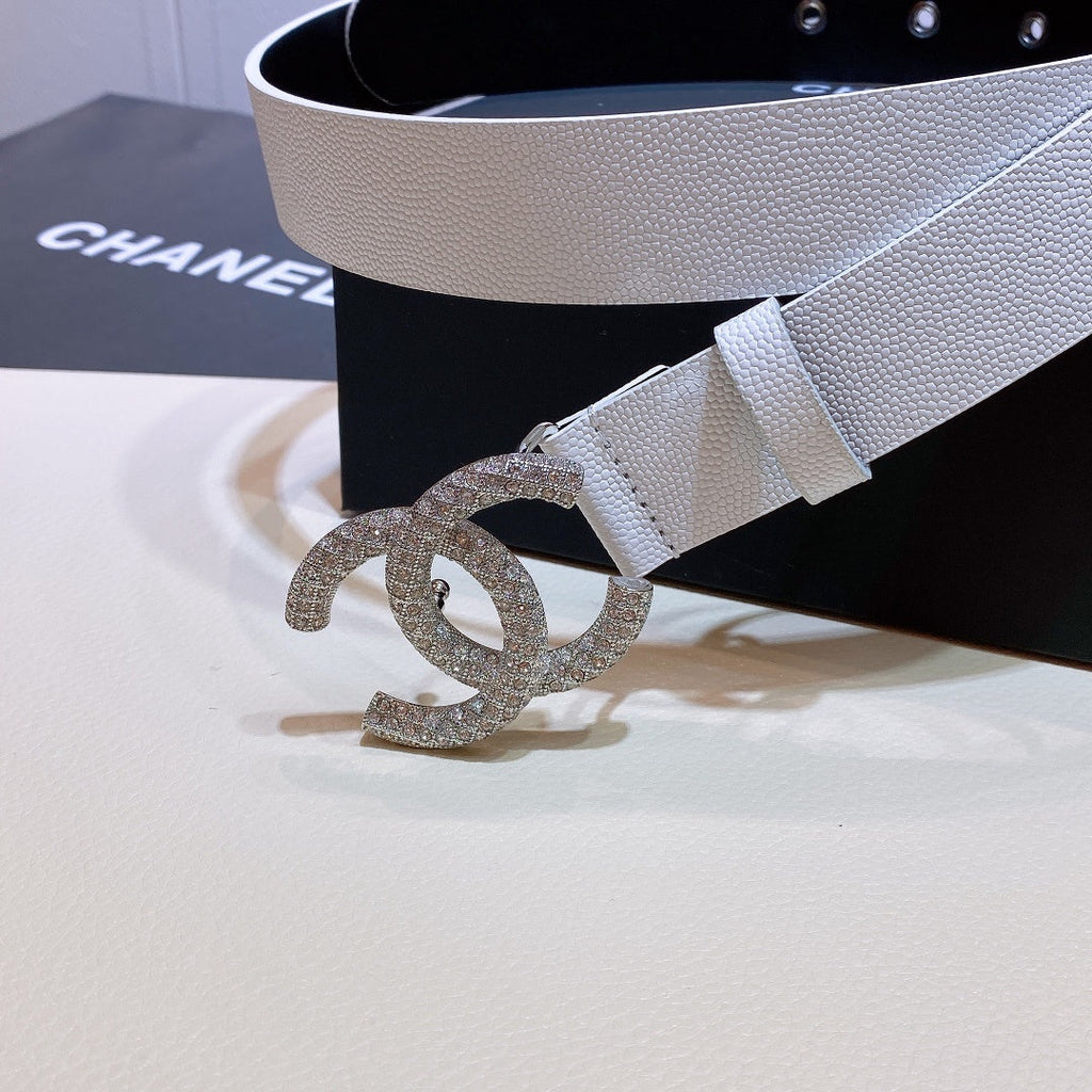 Chanel Belt With Beaded Buckle White