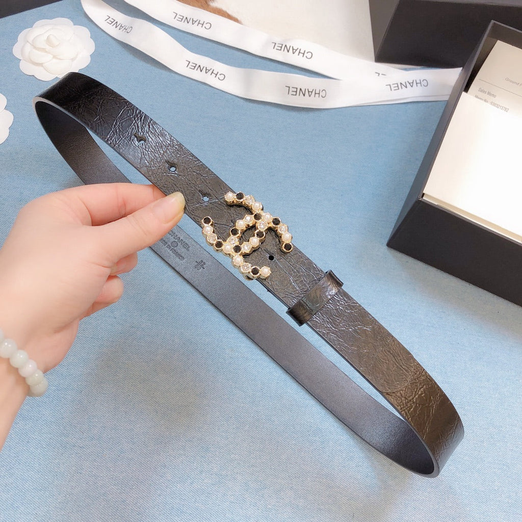 Chanel Belt With Beaded Buckle Brown