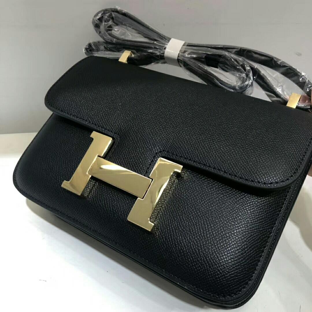 Hermes Constance Shoulder Bag 23cm Black