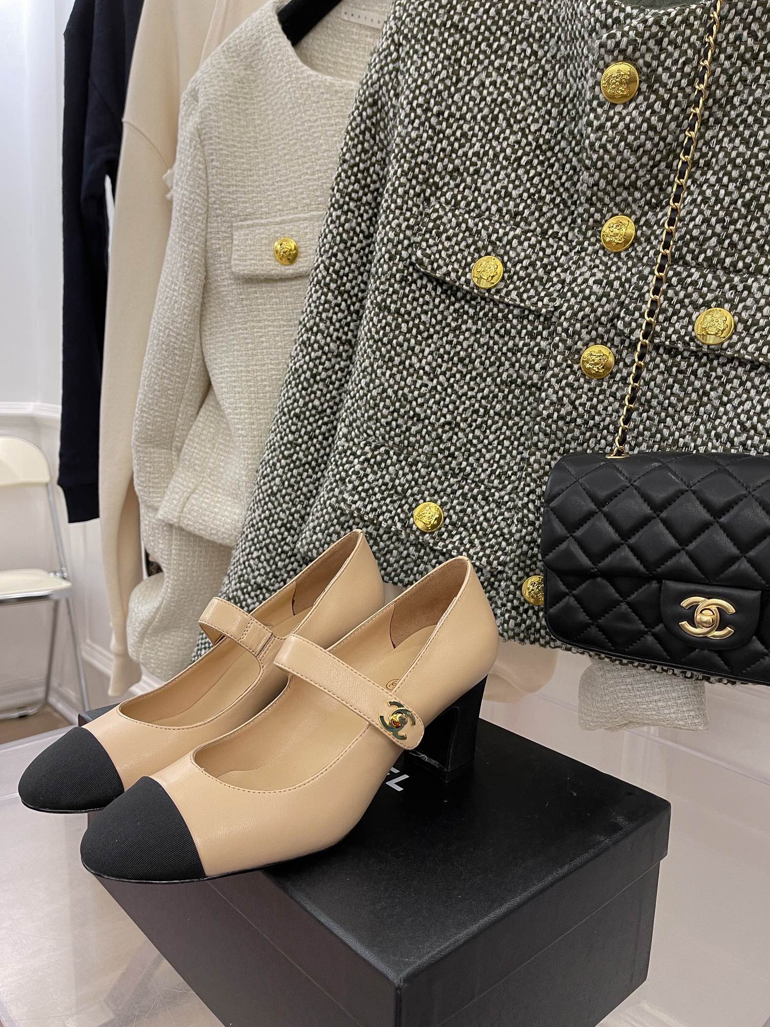 Chanel Sling Back 2.5 Inches Beige