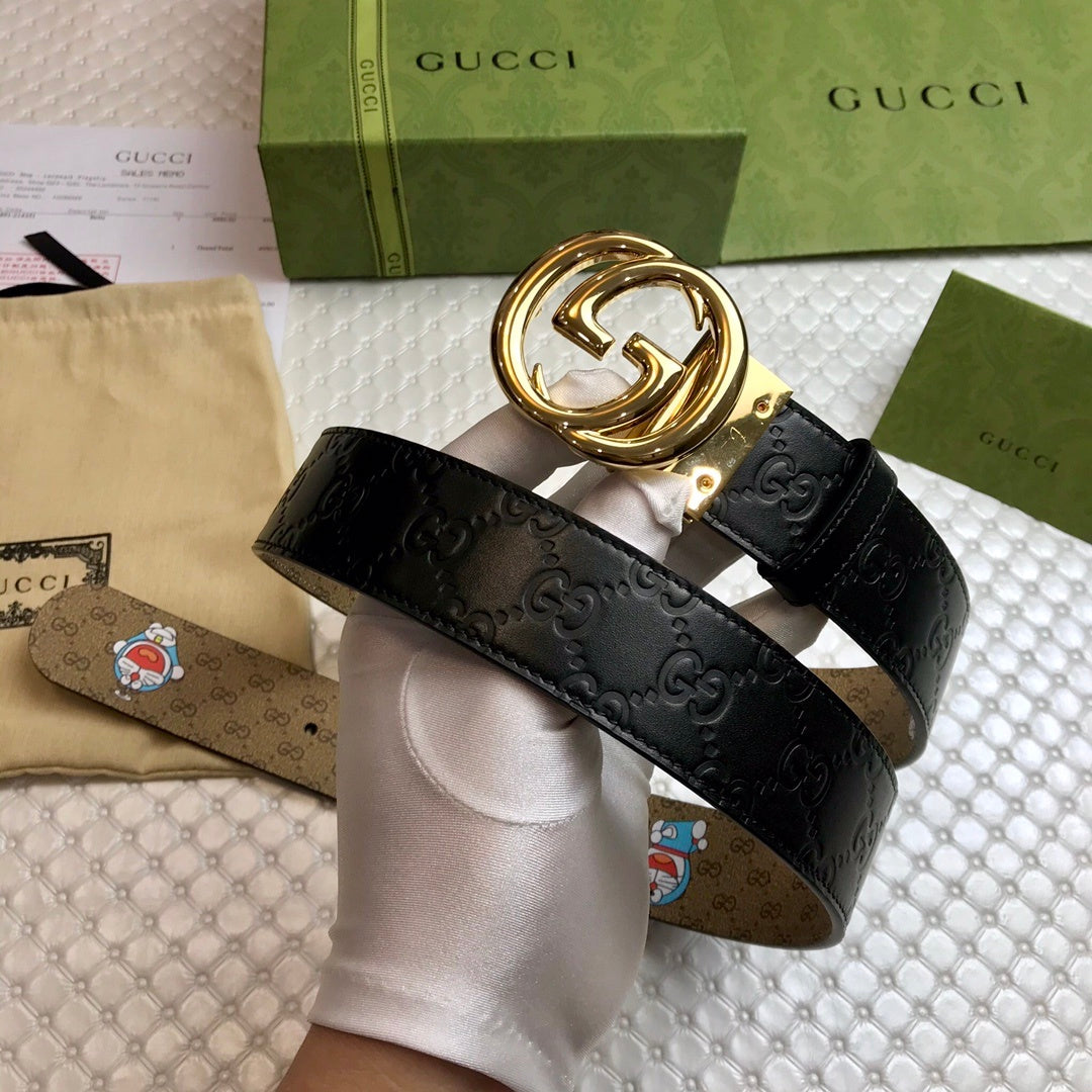 Gucci Belt With Double G Buckle Doreamon Black
