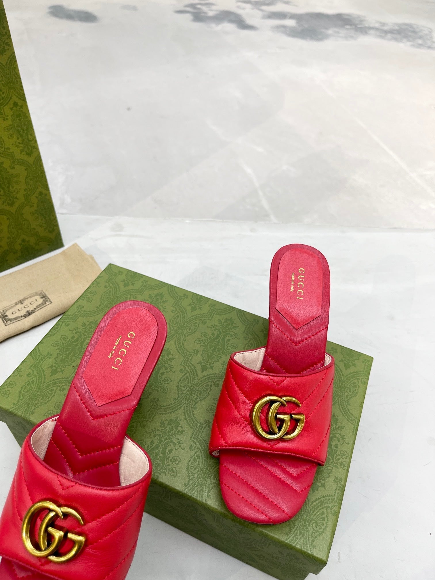 Gucci Double G Slide Sandal Red