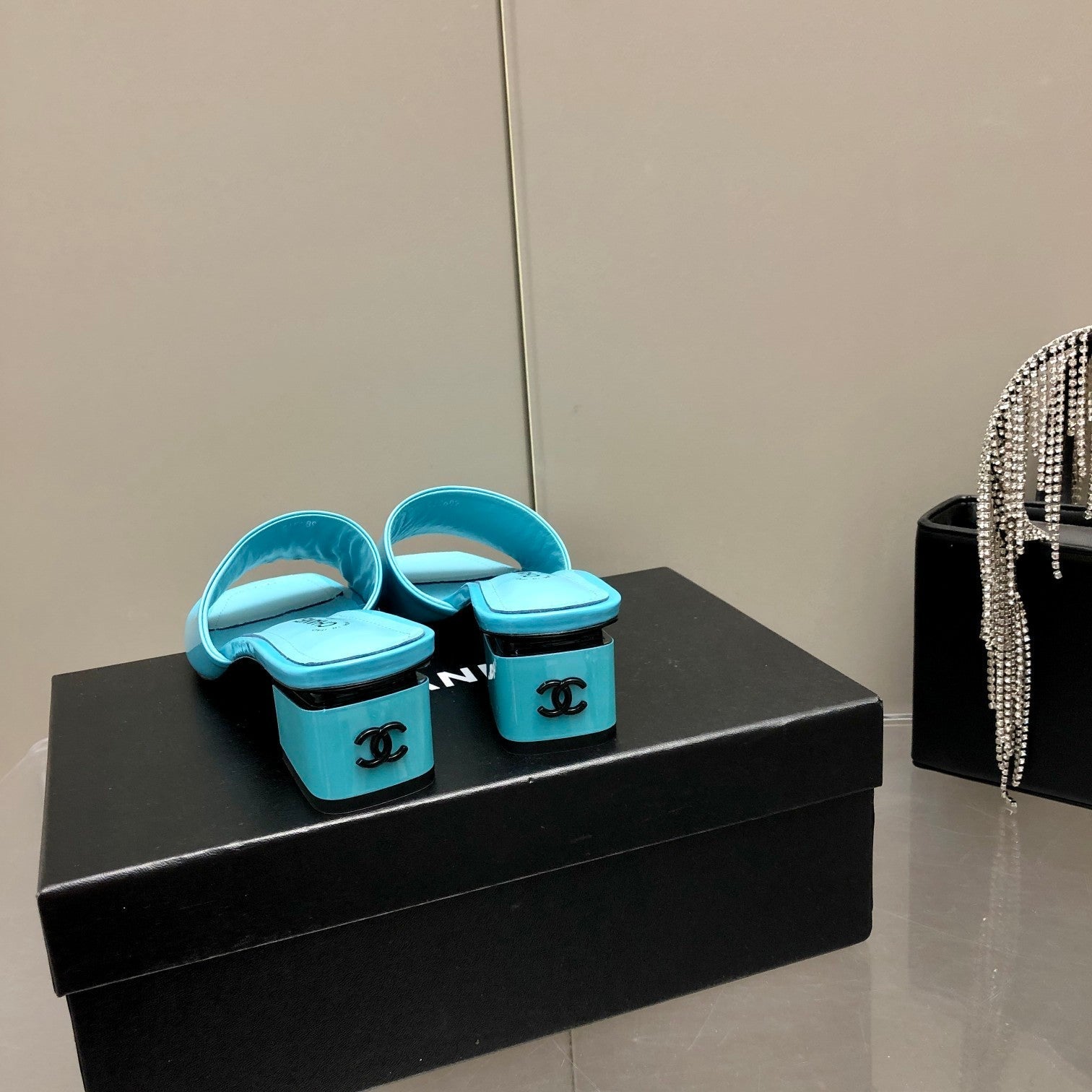 Chanel Mules Jade Light Blue