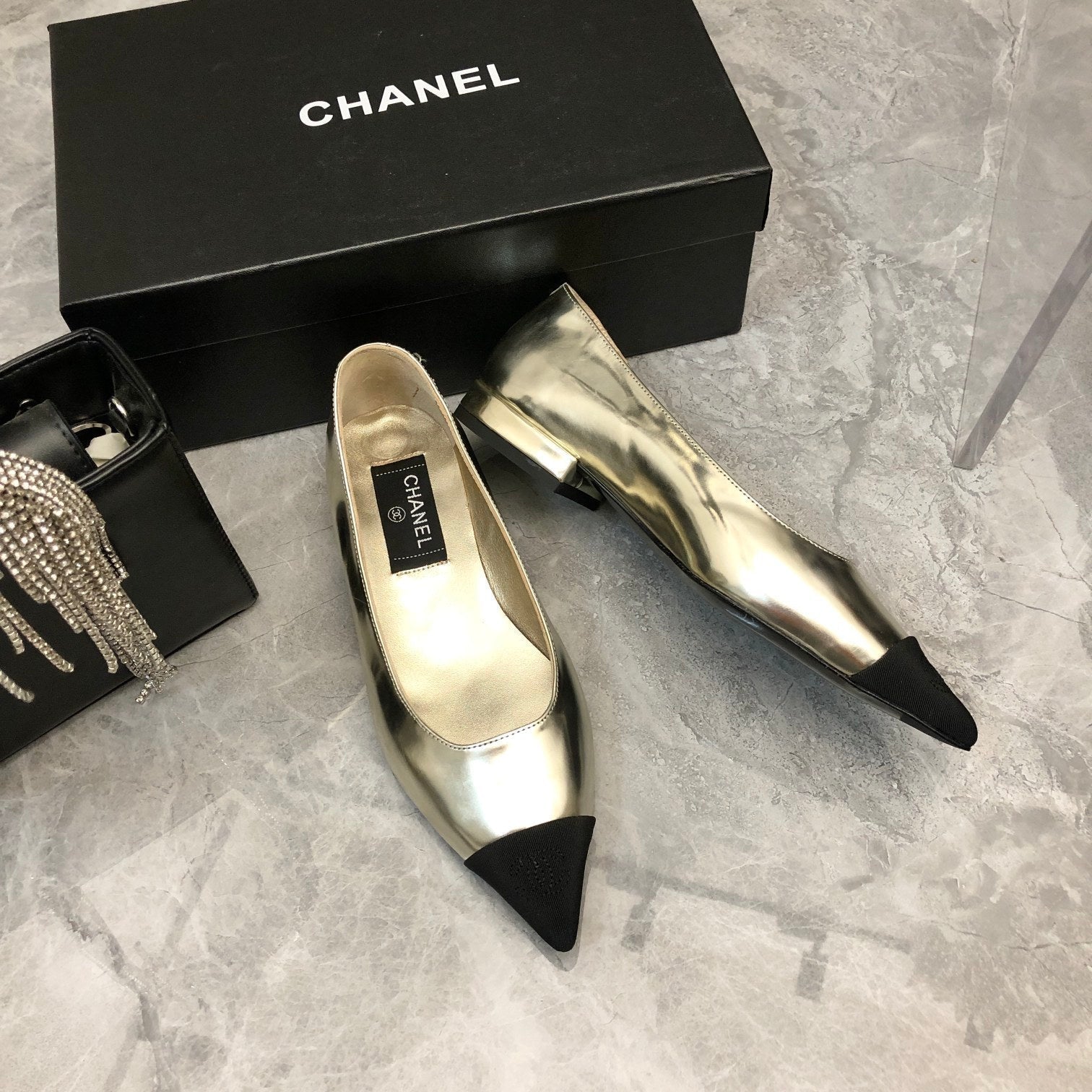 Chanel Flats Gold