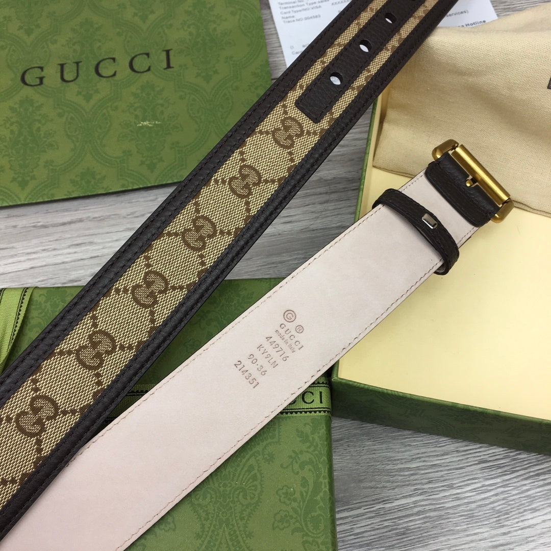 Gucci Belt With Square Buckle Brown