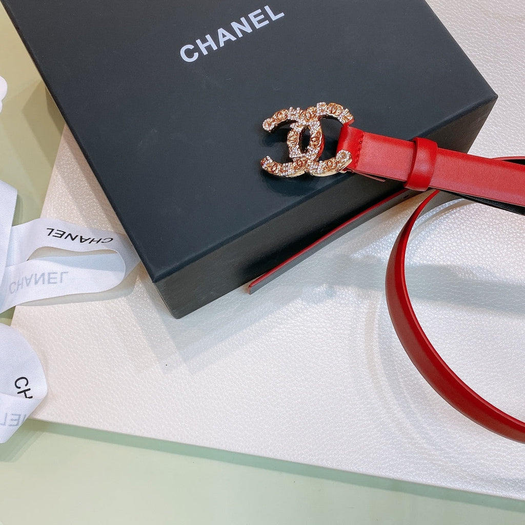 Chanel Belt With Beaded Buckle Red