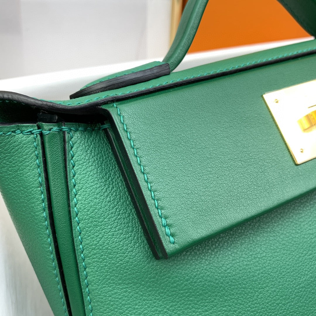 Hermes 24 24 21cm Noir Black Clémence Green