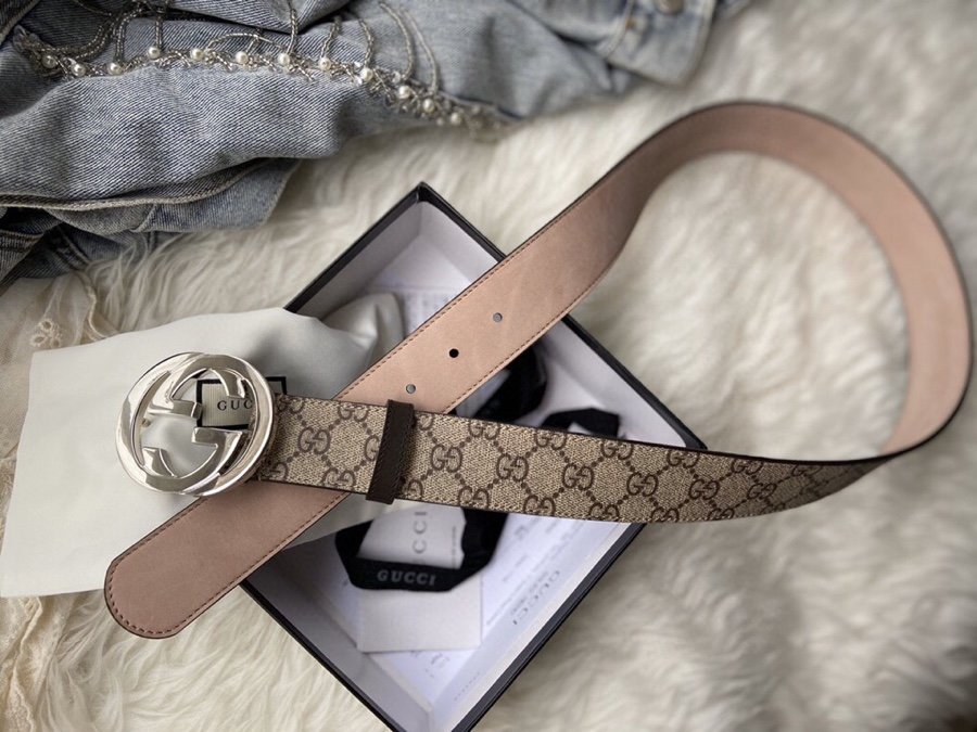 Gucci Belt With Double G Buckle Grey