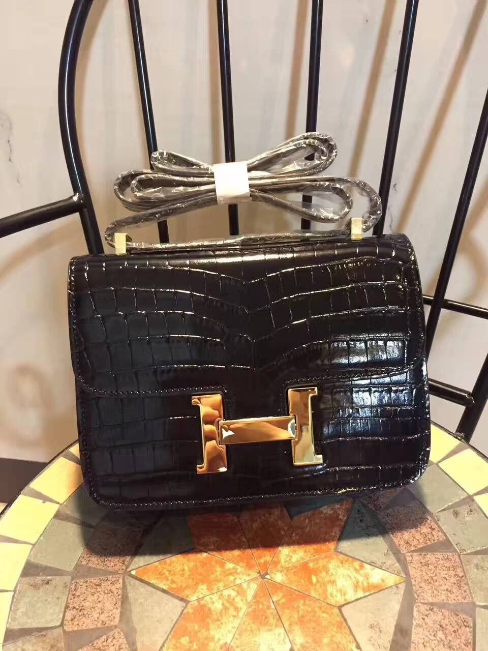 Hermes Constance Shoulder Bag 24cm Black
