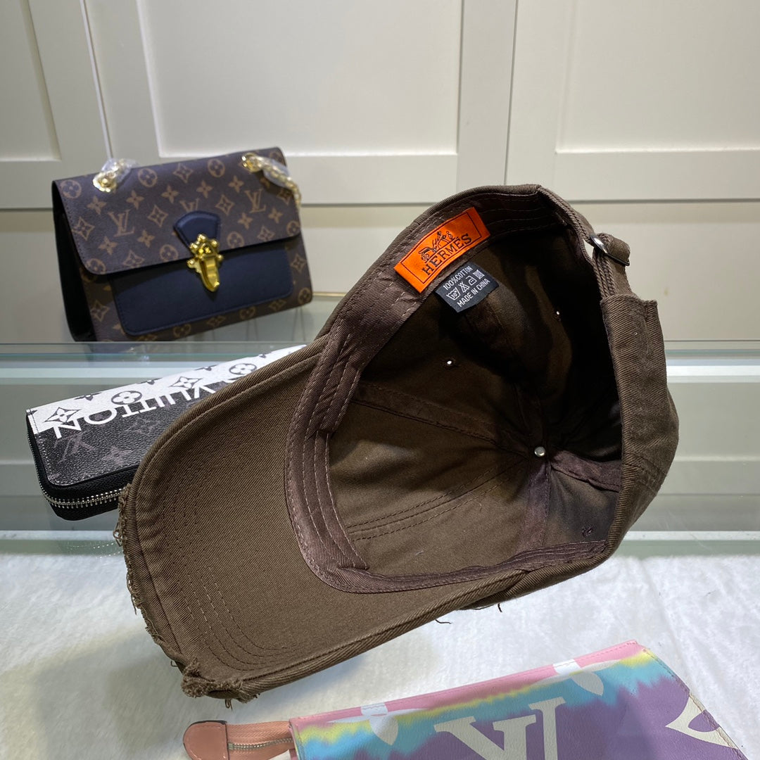 Hermes Davis H Primavera Cap Brown