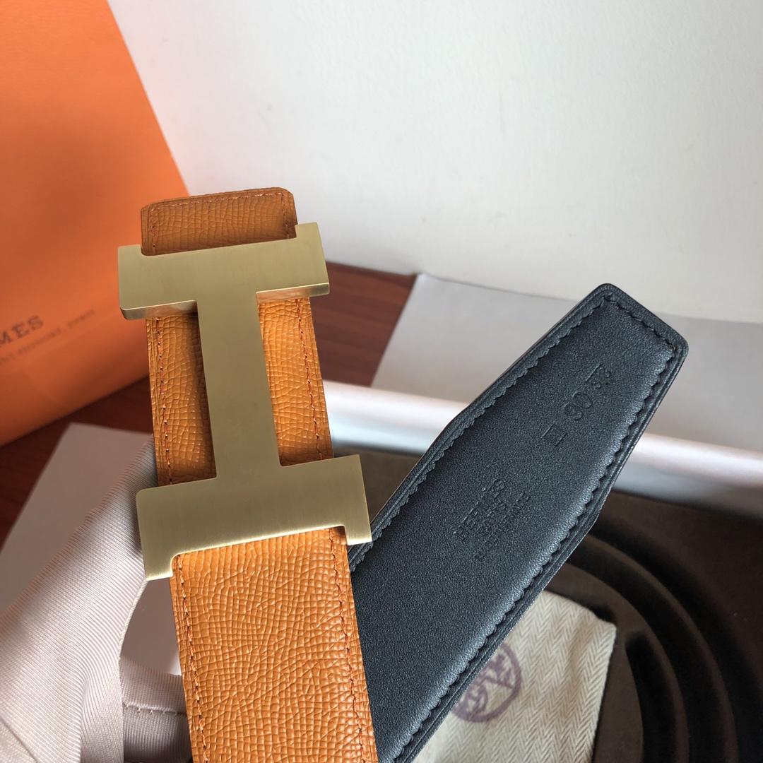 Hermes Mini Constance Guillochee Belt Buckle & Reversible Leather Strap Orange