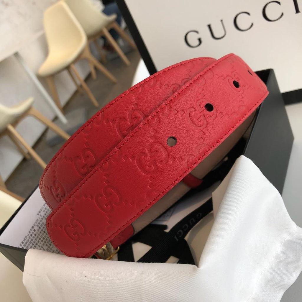 Gucci Belt With Double G Buckle Red