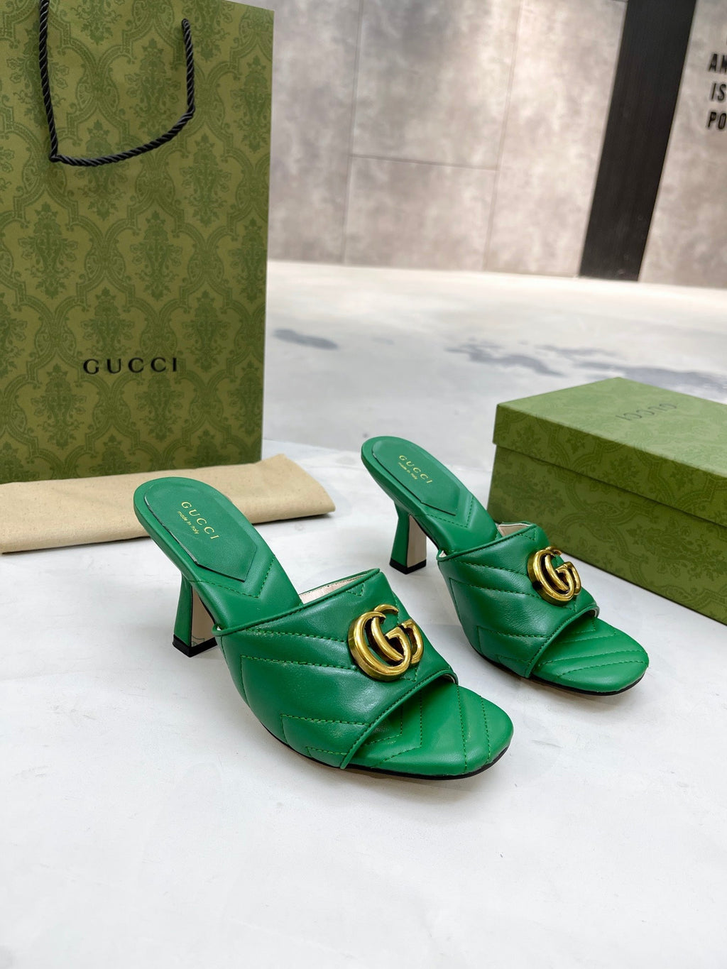 Gucci Double G Slide Sandal Green
