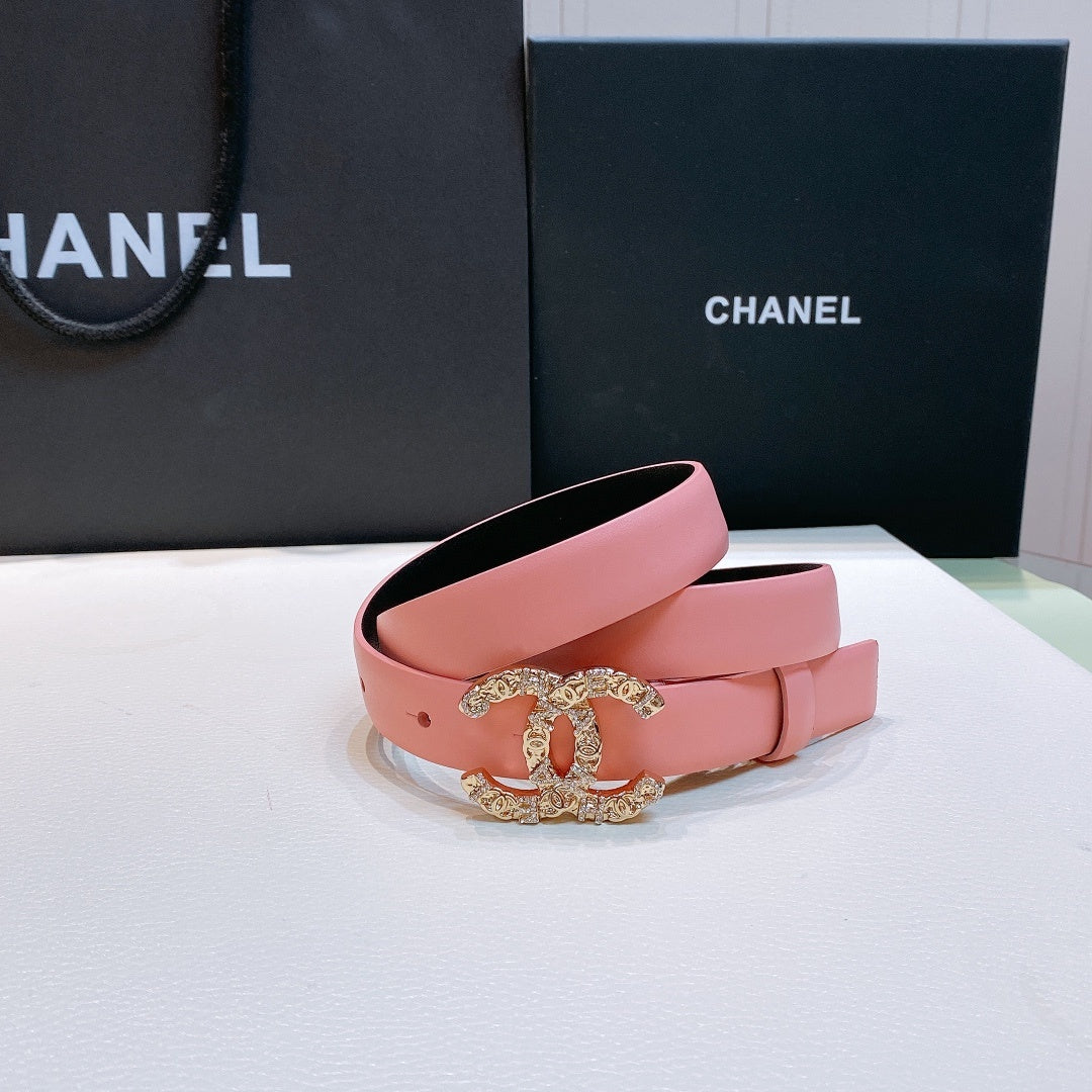 Chanel Belt With Beaded Buckle Pink