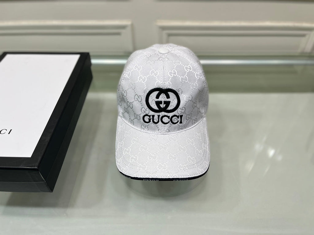 Gucci Canvas Baseball Cap with Web White