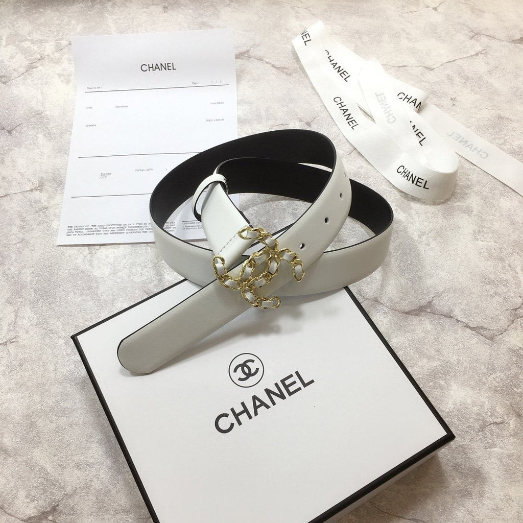 Chanel Belt With Double C Buckle White