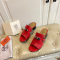 Hermes Blossom Mule Red