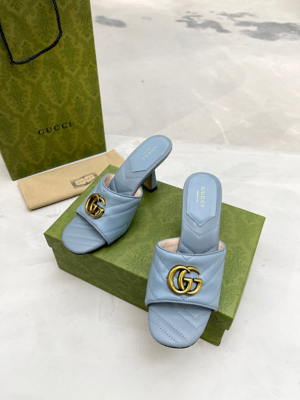 Gucci Double G Slide Sandal Blue