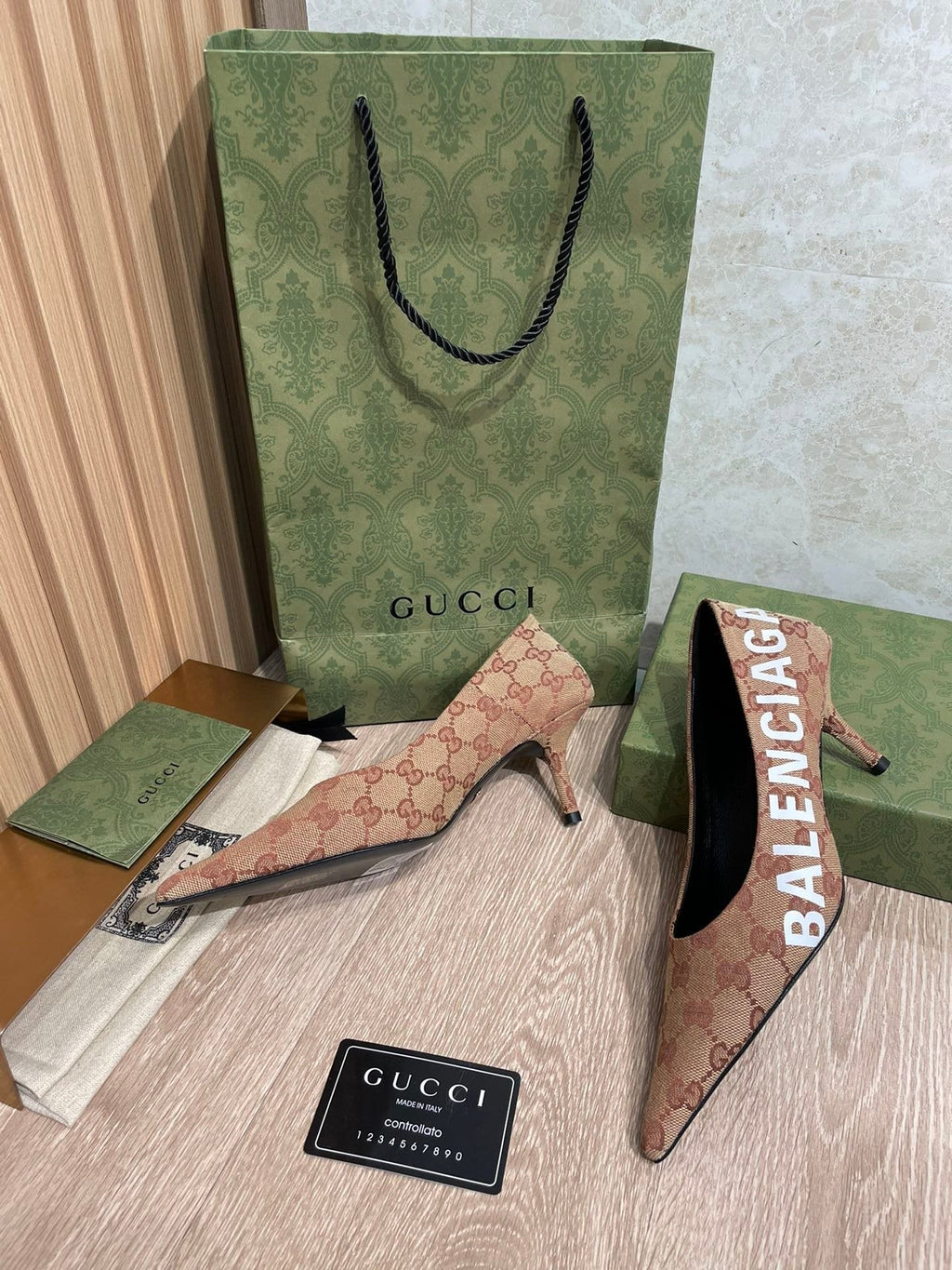 Gucci Balenciaga The Hacker Project Square Knife Pump Brown