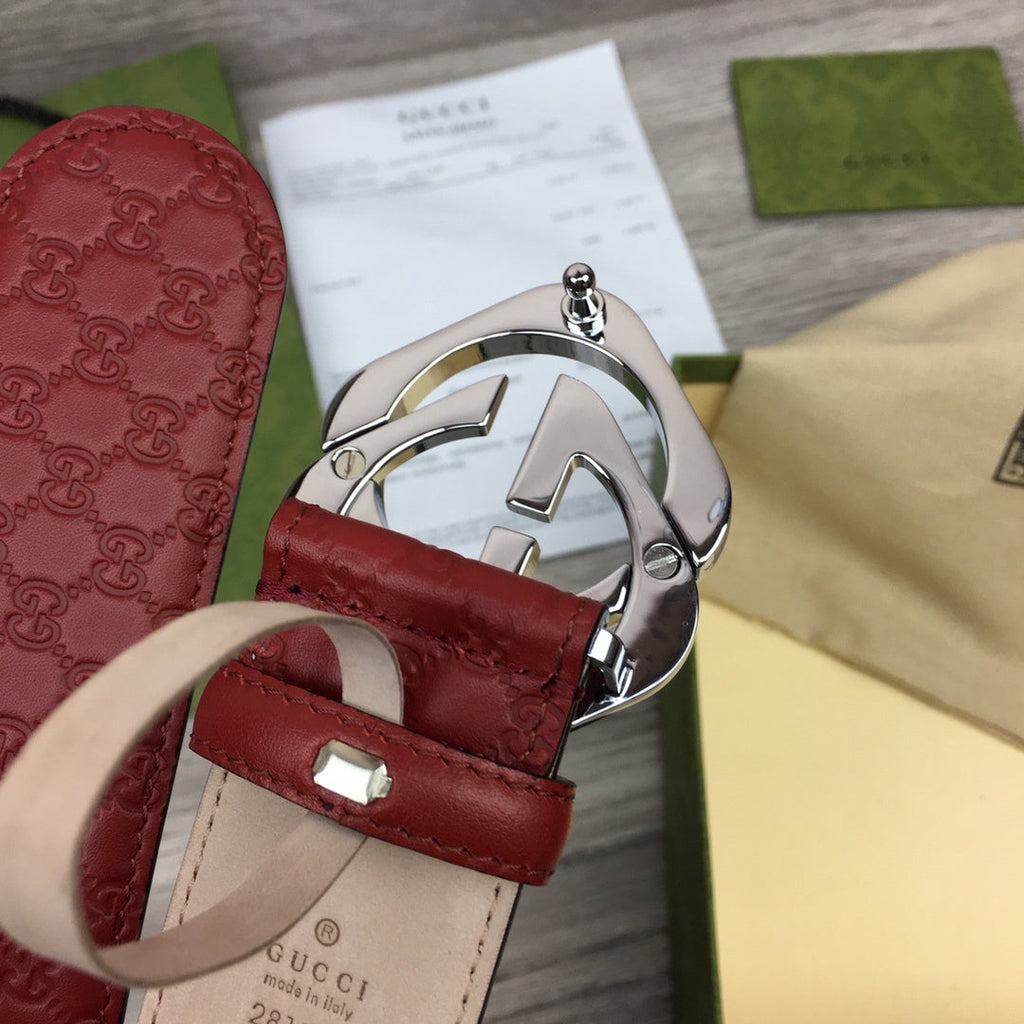 Gucci Belt With Double G Buckle Red
