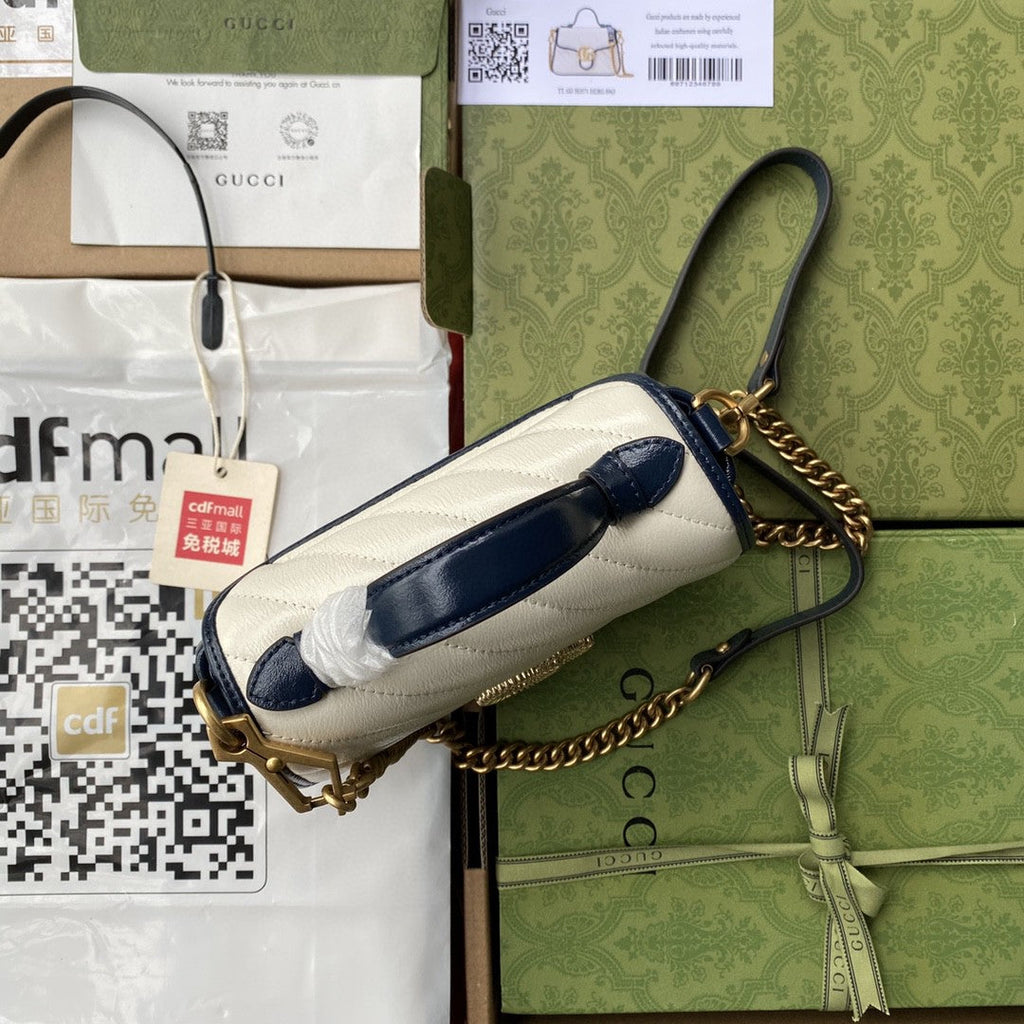 Gucci Marmont Mini Top Handle Bag 26cm White