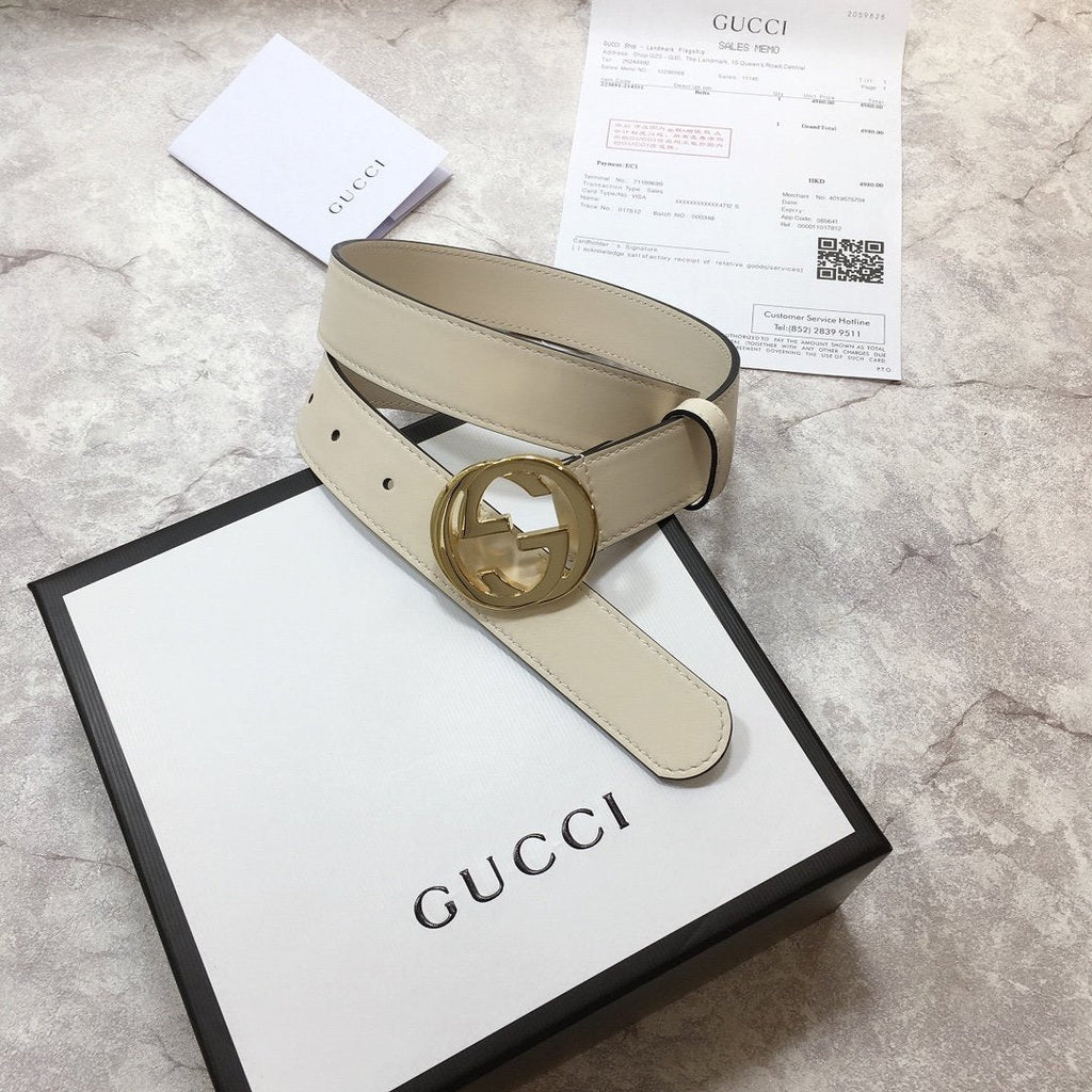 Gucci Belt With Double G Buckle White