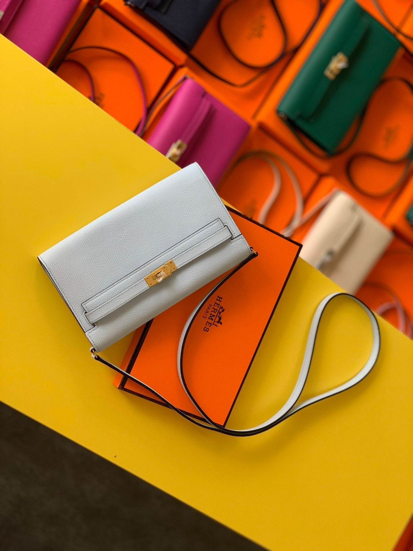 Hermes Kelly Togo Woc Crossbody Bag 21cm White