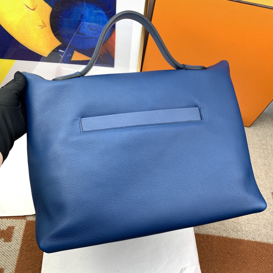Hermes 24 24 35cm Noir Black Clémence Blue