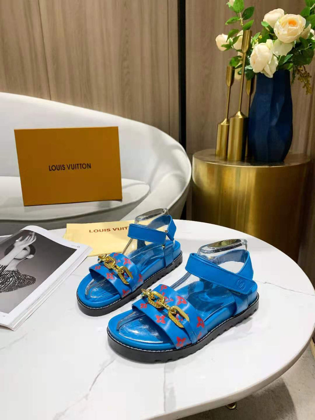 Louis Vuitton Paseo Flat Comfort Sandal Blue