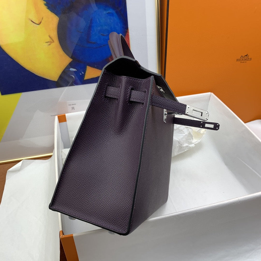 Hermes Kelly 25 Togo Silver Hardware Dark Purple