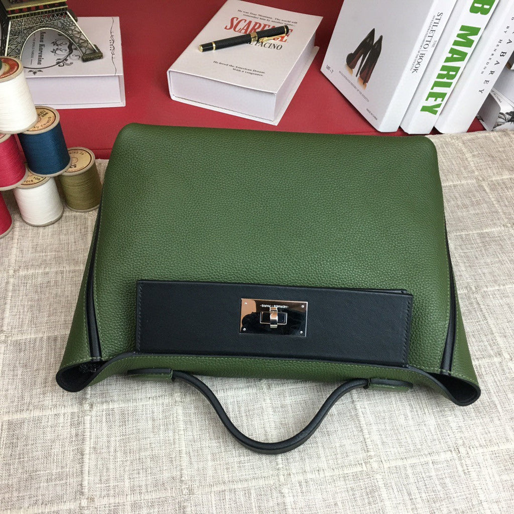 Hermes 24 24 29cm Noir Black Clémence Green