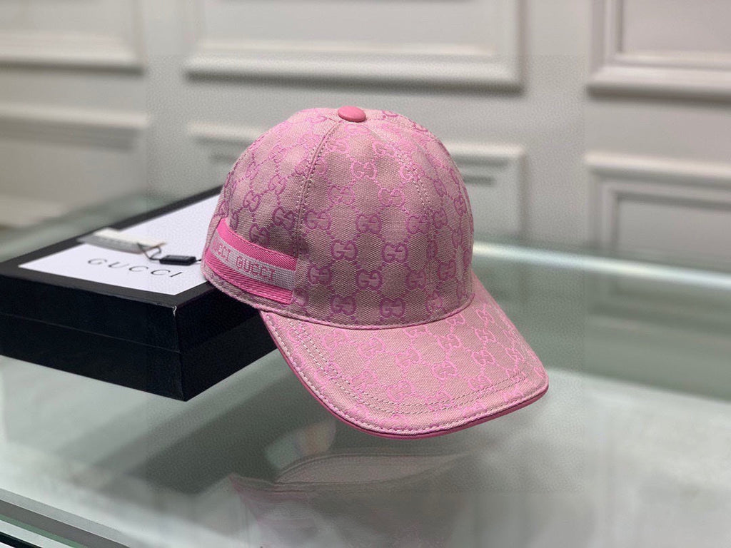 Gucci Canvas Baseball Cap with Web Pink