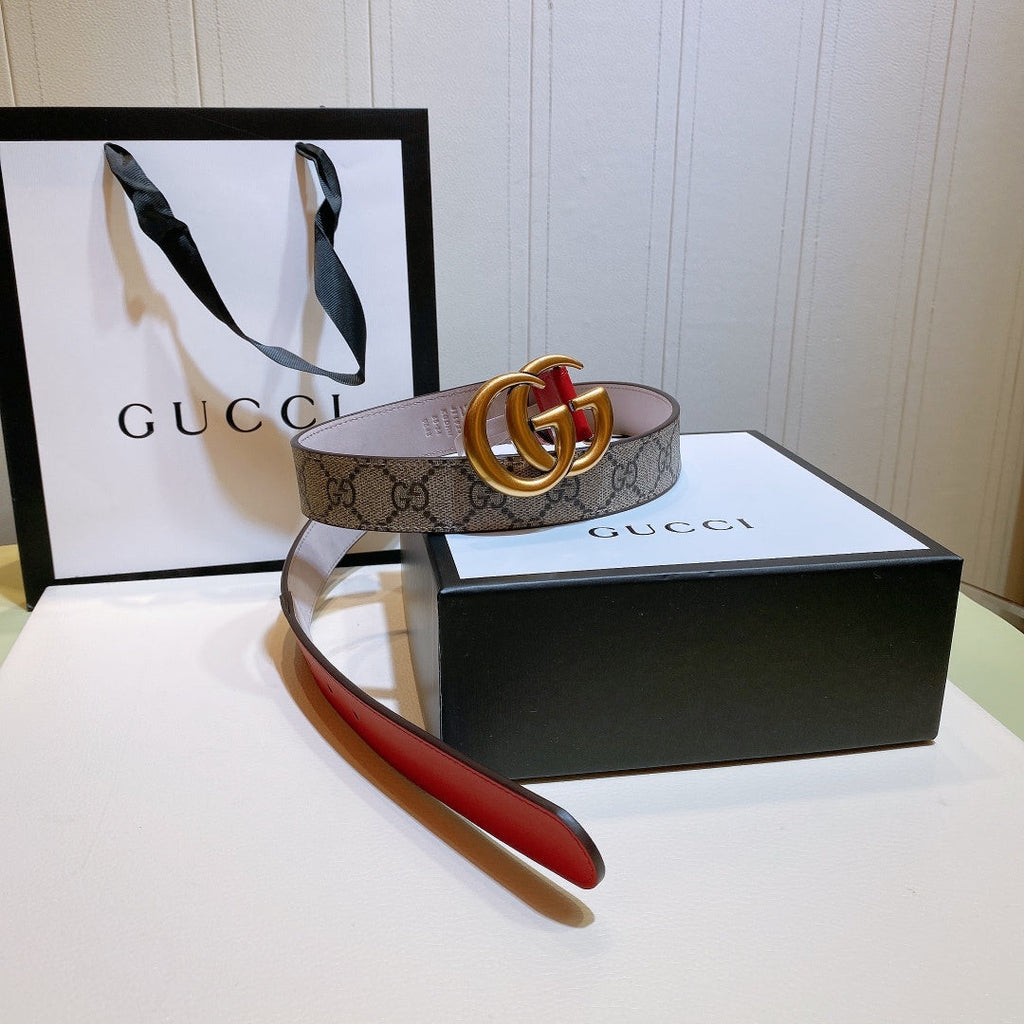 Gucci GG Thin Marmont Belt Brown