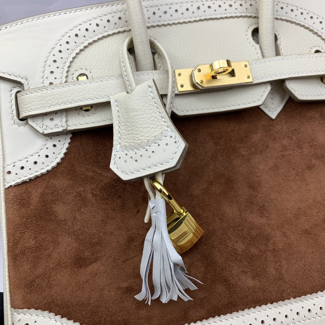 Hermes Birkin 25 Nata Swift Gold Hardware Bi Color