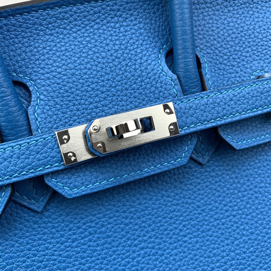 Hermes Birkin 25 Nata Swift Silver Hardware Blue