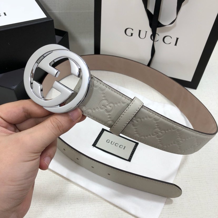 Gucci Belt With Double G Buckle White