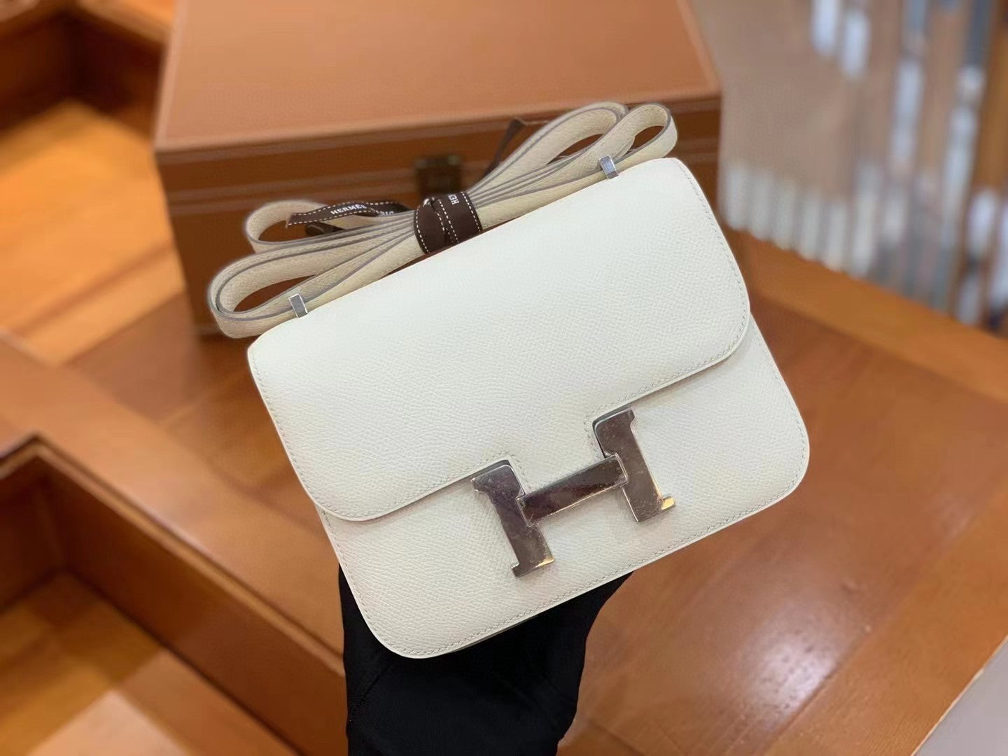 Hermes Constance Shoulder Bag 23cm White