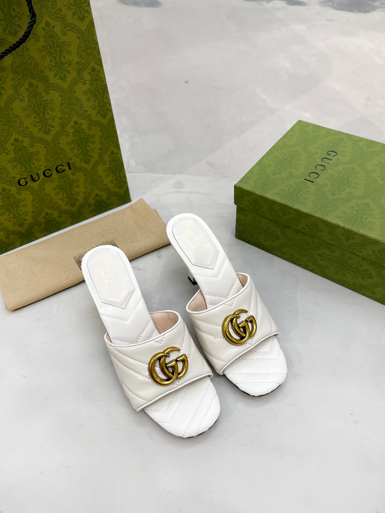 Gucci Double G Slide Sandal White