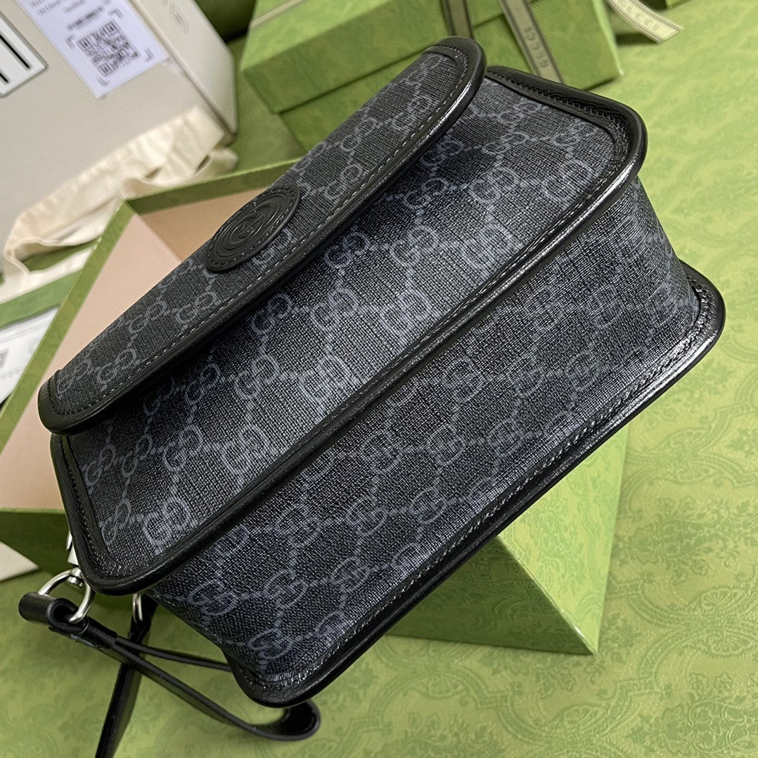 Gucci Messenger Bag With Interlocking G 21cm Black