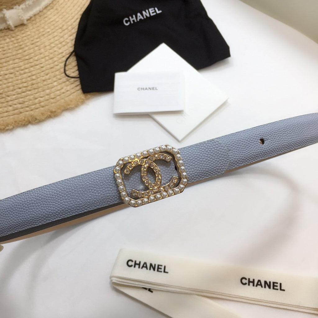 Chanel Belt With Double C Buckle Light Blue