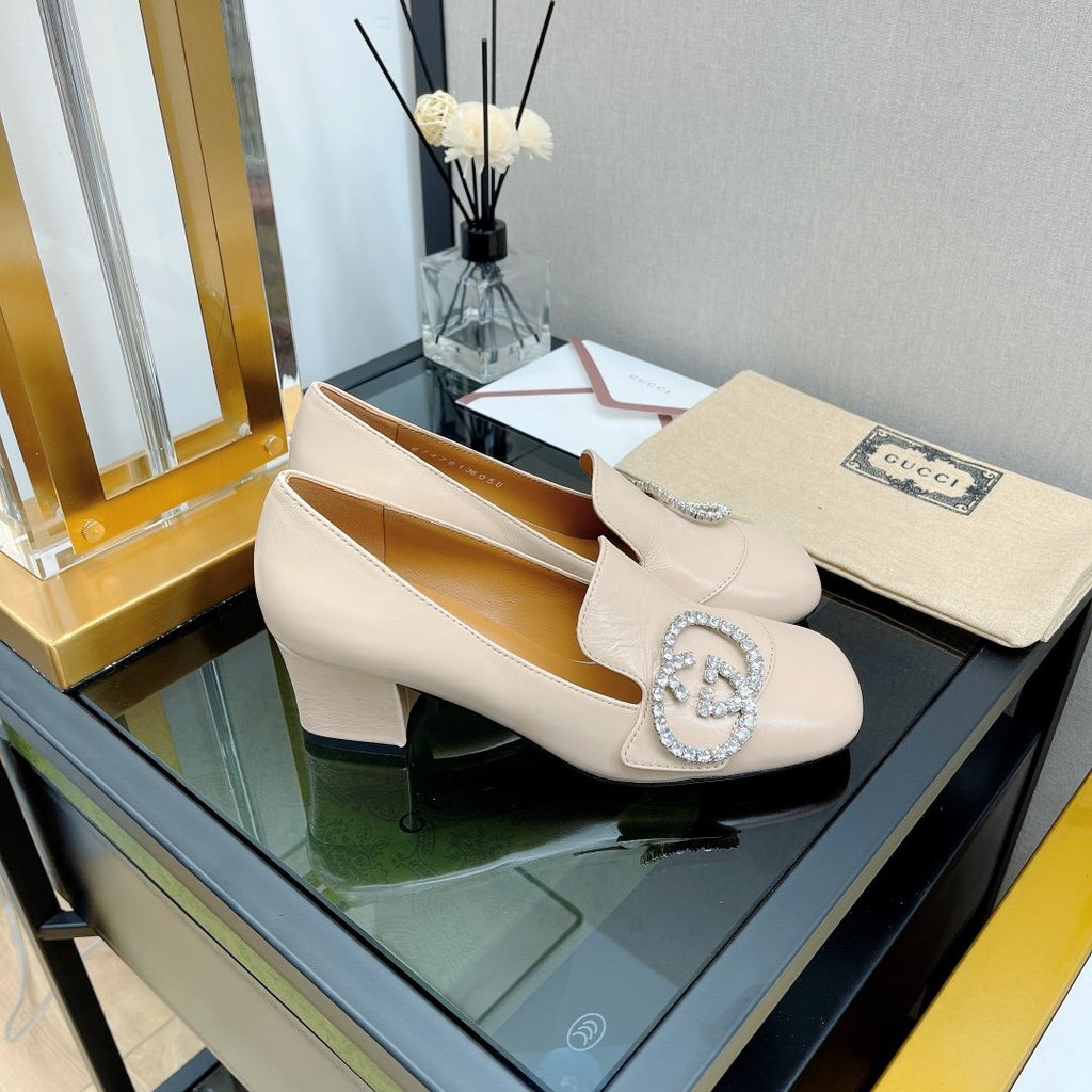 Gucci Mid-heel Pump With Horsebit Beige