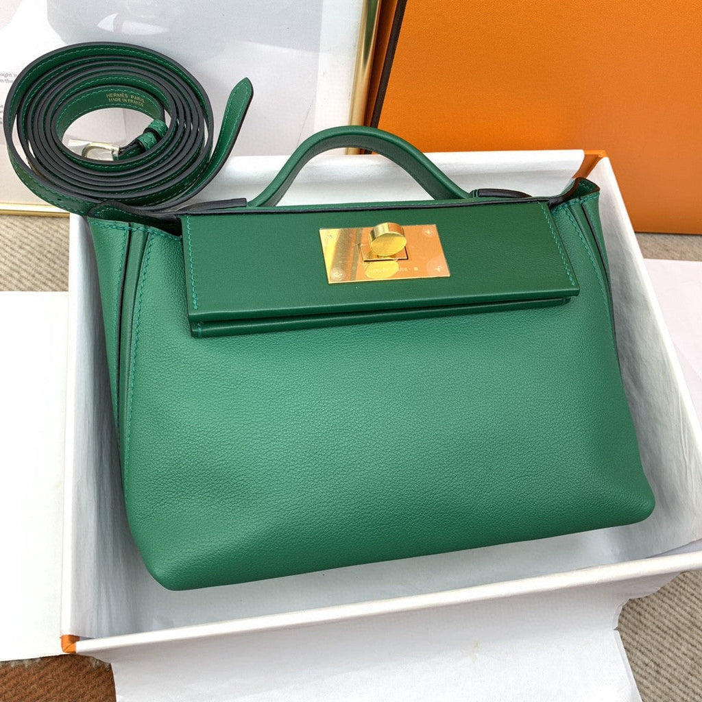 Hermes 24 24 21cm Noir Black Clémence Green