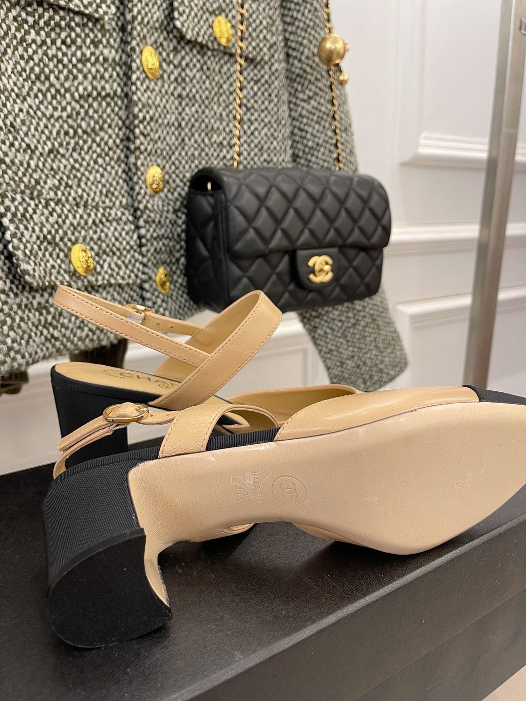 Chanel Sling Back Beige