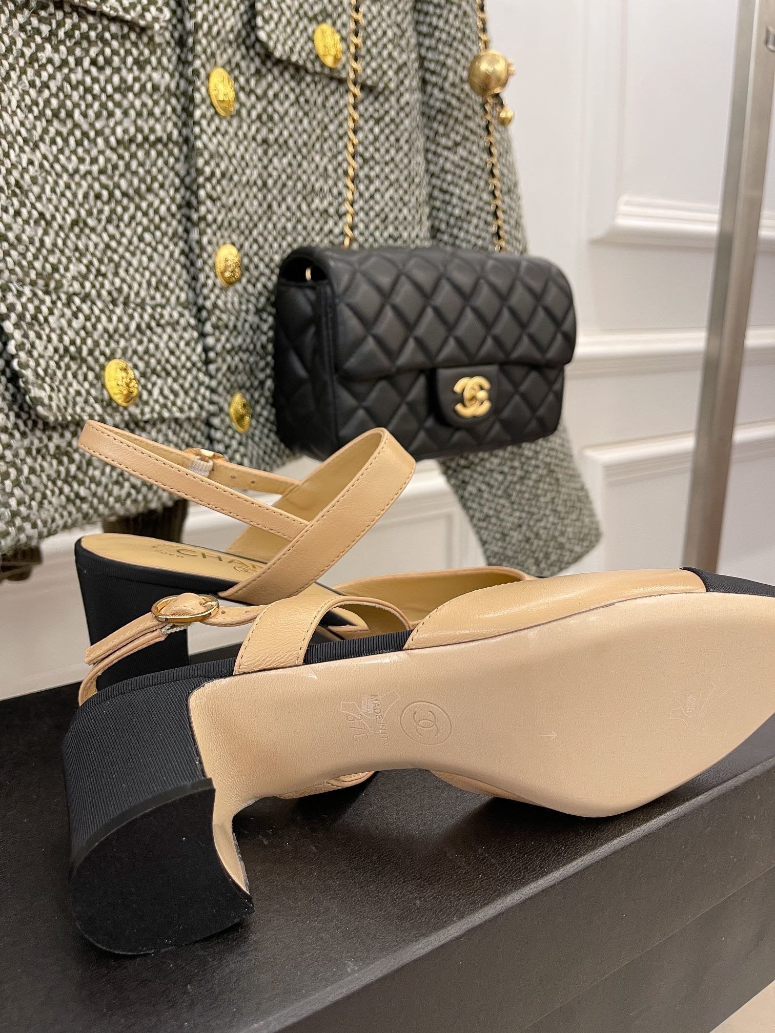 Chanel Sling Back Beige