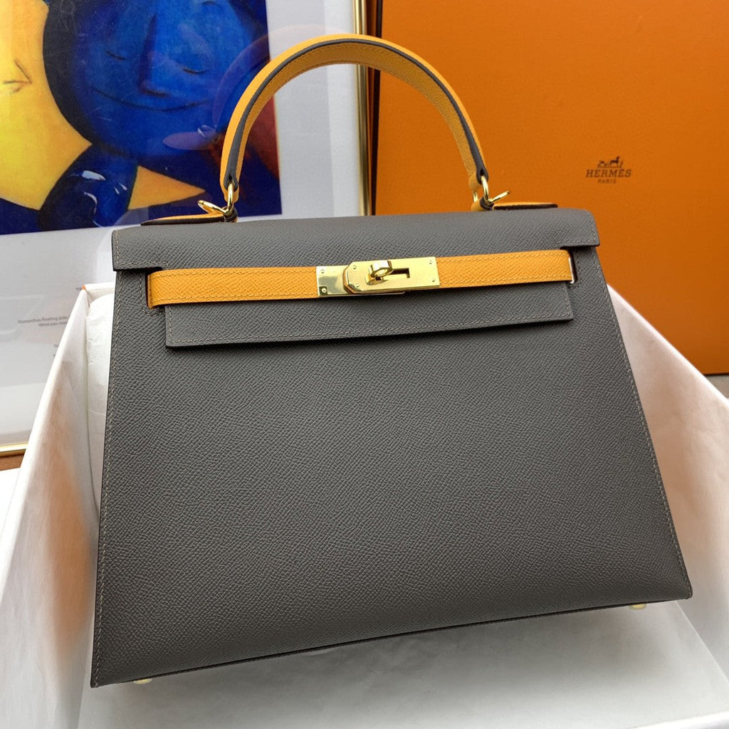 Hermes Kelly 28 Togo Gold Hardware Dark Brown