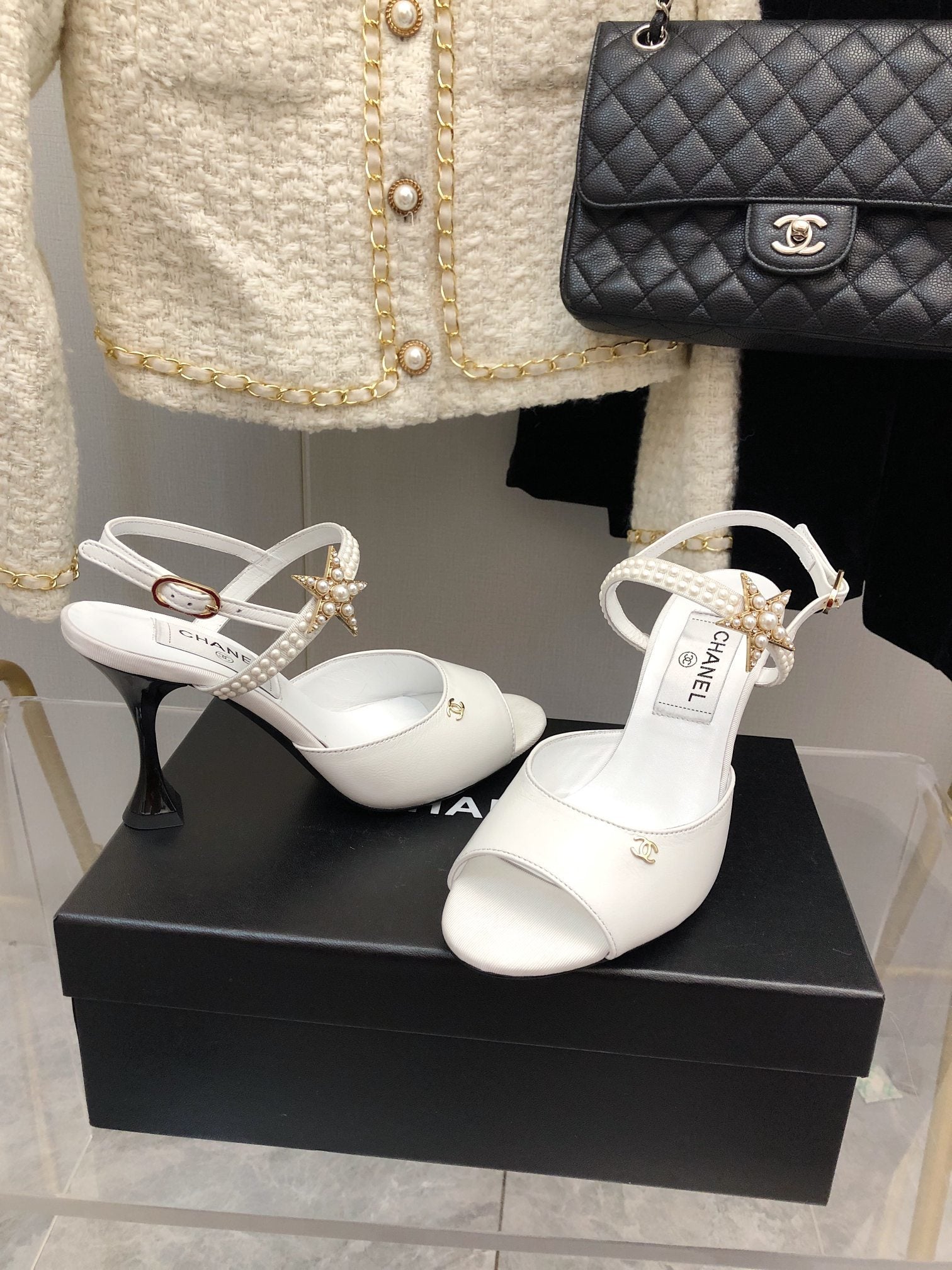 Chanel Open Shoes White