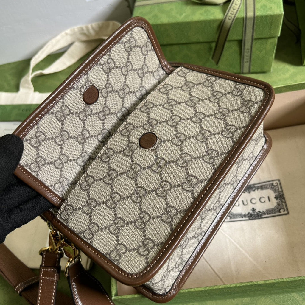 Gucci Messenger Bag With Interlocking G 21cm Brown