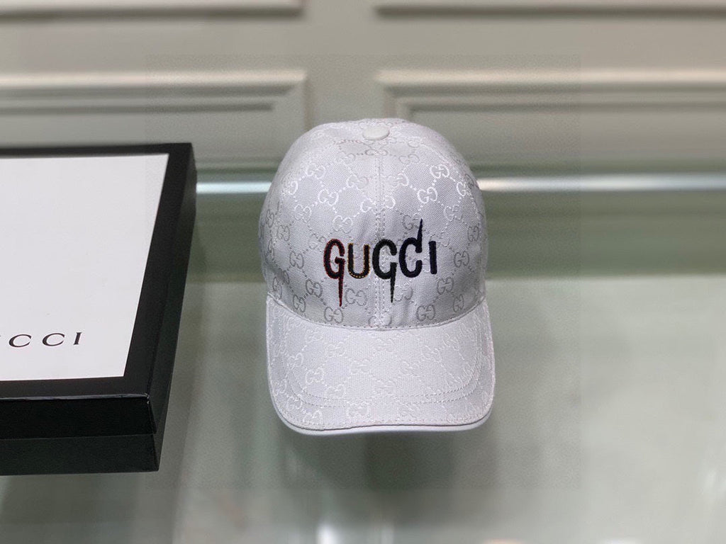 Gucci Canvas Baseball Cap with Web White